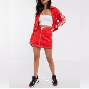 adidas fiorucci red mini skirt — size XS